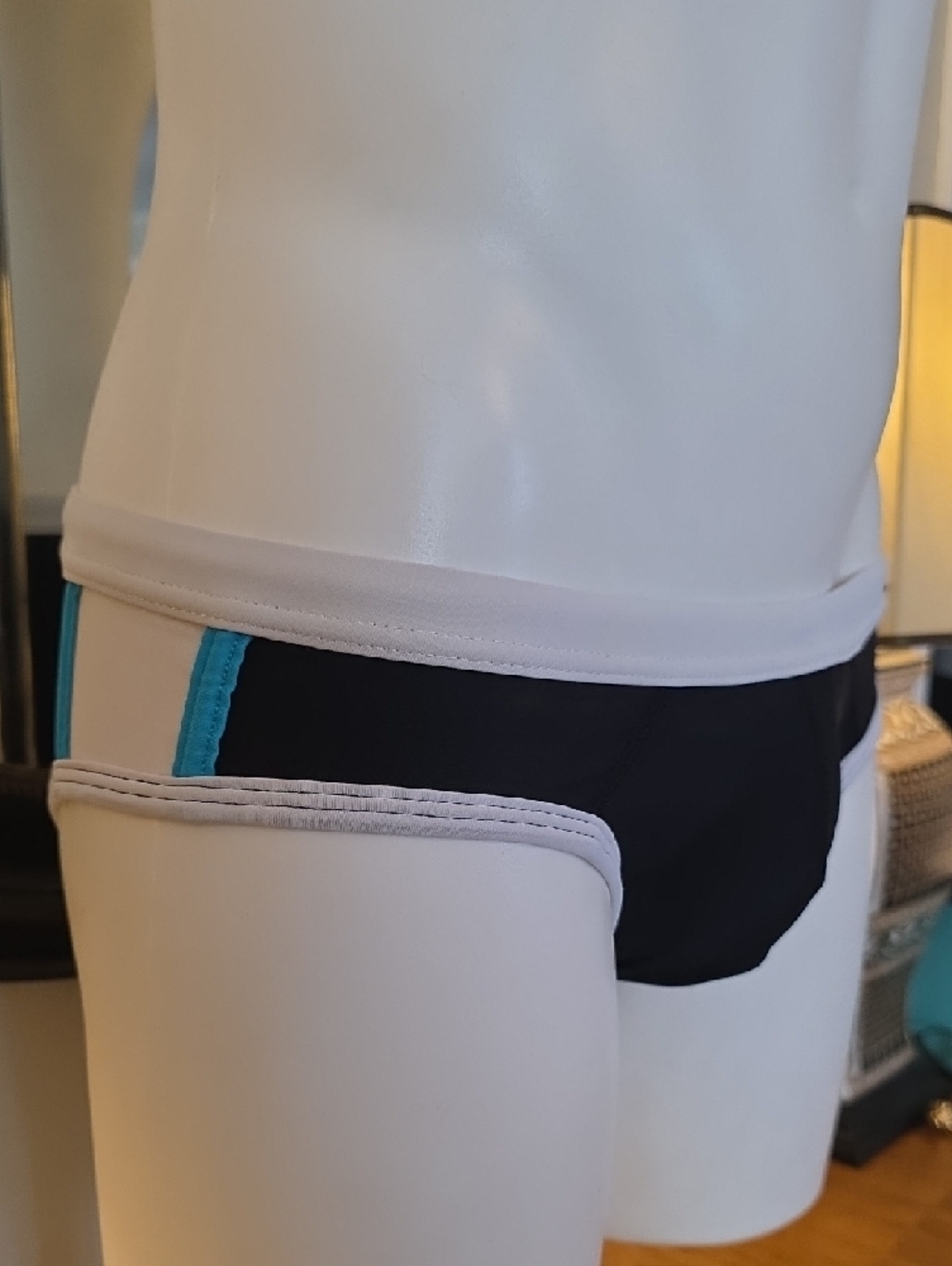 Andrew Christian Black Swim Briefs with White Trim